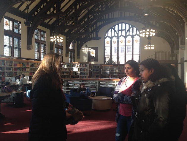Touring Mount Holyoke's beautiful library.
